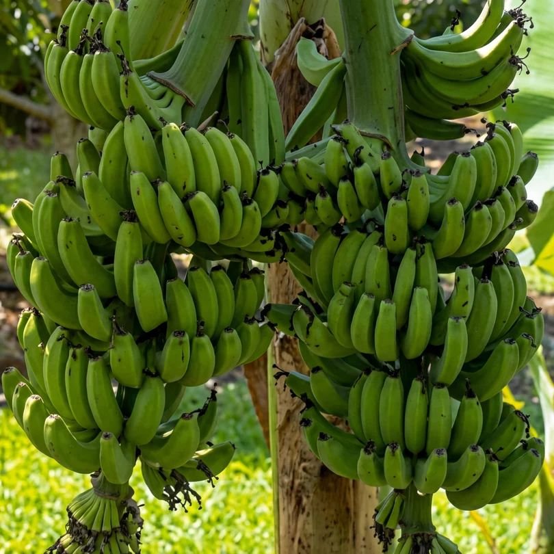 Double Mahoi banana — the two stacked heads of fruit close up